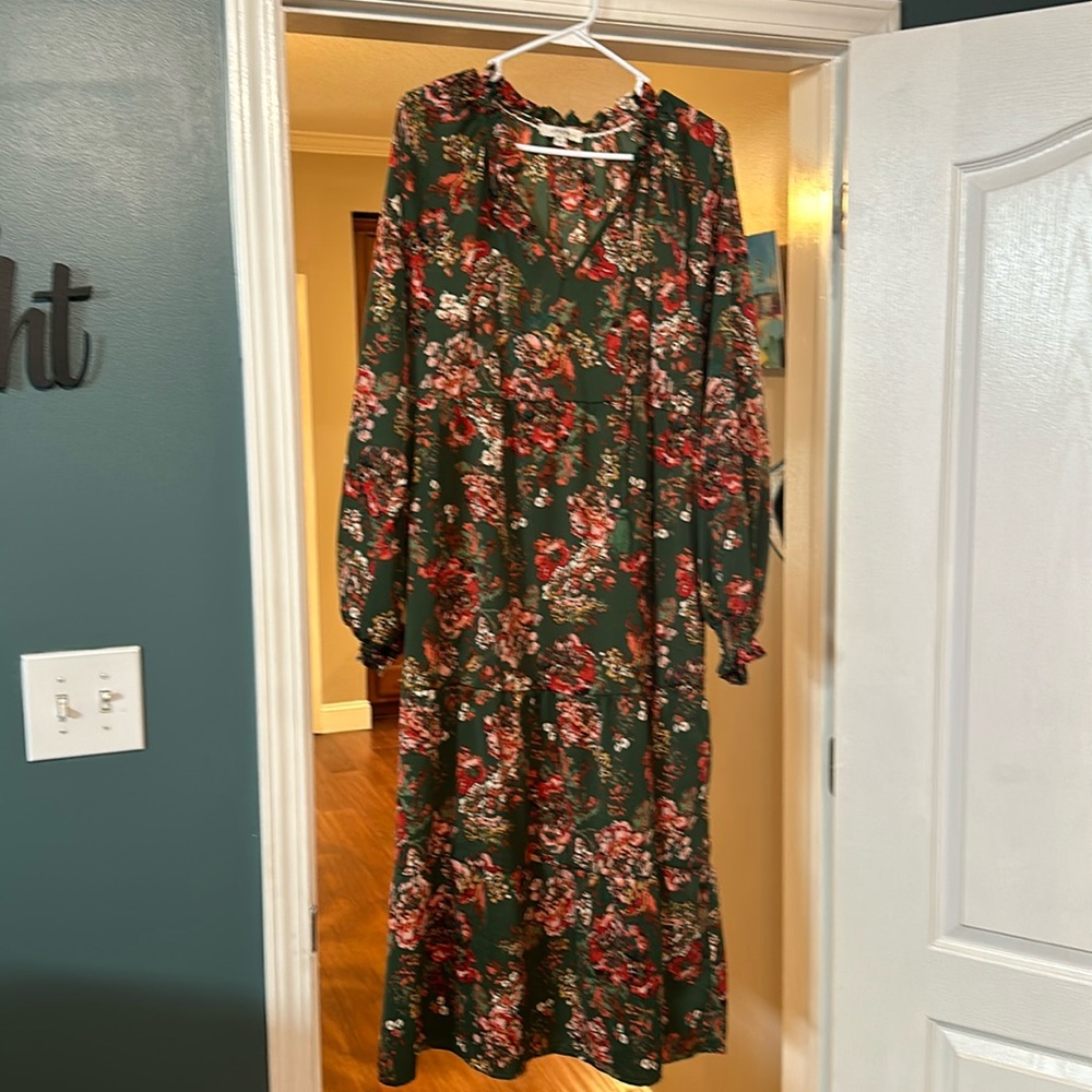 Umgee fall floral tiered dress, XL